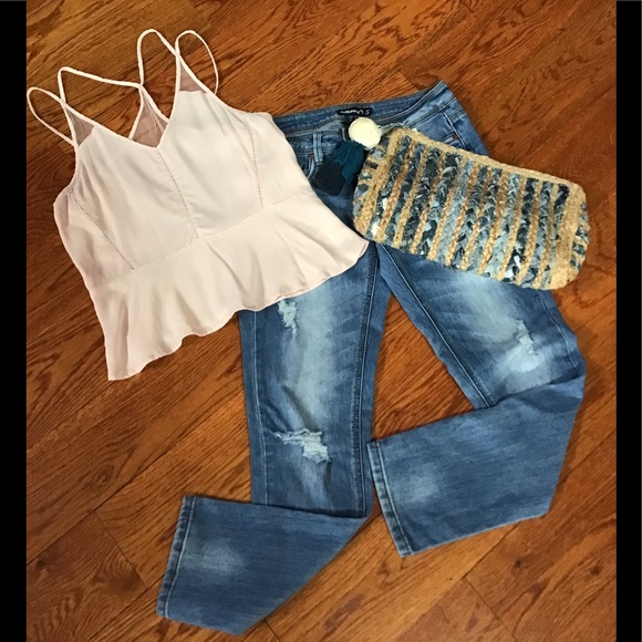 Garage Soft Pink Strappy Ruffle Top Size M - Picture 13 of 16